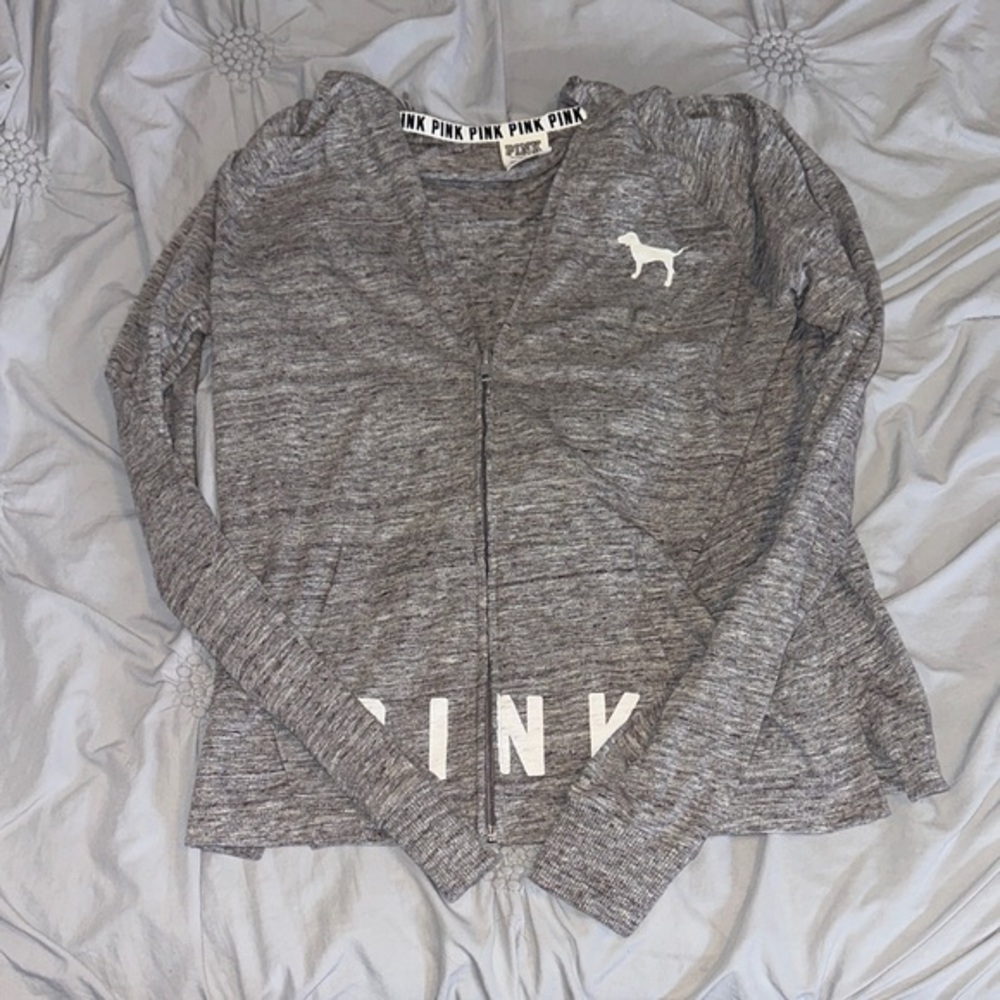 BNWOT Victoria's Secret PINK Gray Zip-Up Hoodie
